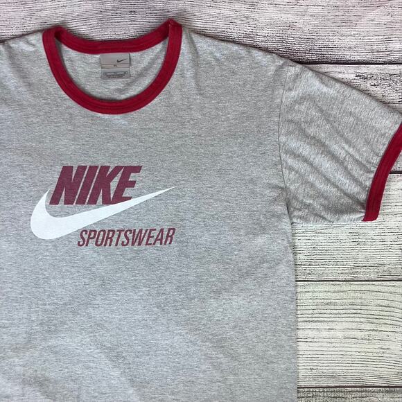 Vintage Nike Silver Tag Big Logo Ringer Style T-shirt - Picture 1 of 7